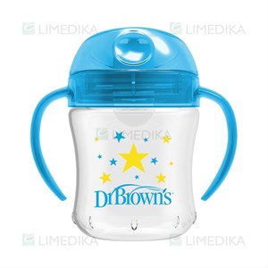Picture of DR. BROWN'S, mokomoji gertuvė su rankenėlėmis, mėlyna, 180ml